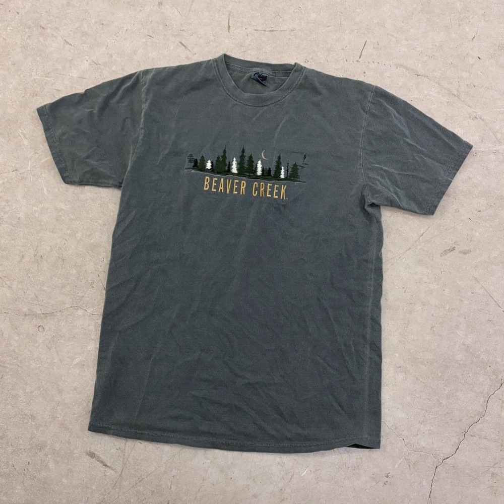 Blue 84 Beaver Creek Graphic T-Shirt Charcoal Gray Mineral Wash Mens Medium
